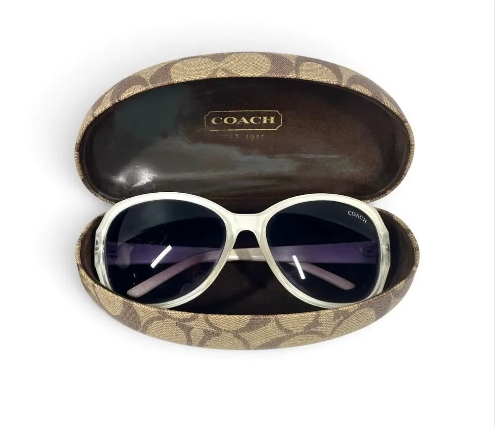 Vintage Coach 7065 Sunglasses Cream Signature C Purple Gradient Italy + Case